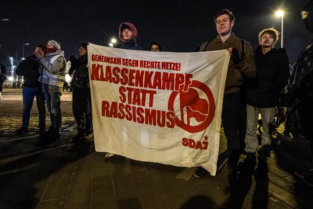 16 January 2026, Brandenburg, Cottbus: People take part in a demonstration against right-wing violence under the slogan "You attack us - we stand together" in Cottbus. Photo: Frank Hammerschmidt/dpa