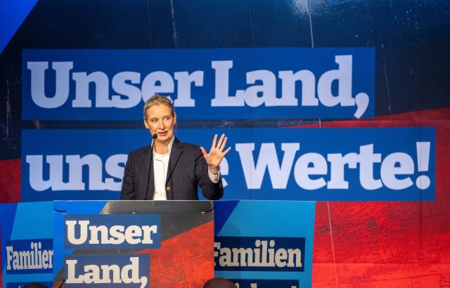 16 January 2026, Rhineland-Palatinate, Idar-Oberstein: Chairman of the Alternative for Germany (AfD), Alice Weidel, speaks at the election campaign kick-off event of the AfD Rhineland-Palatinate. Photo: Harald Tittel/dpa