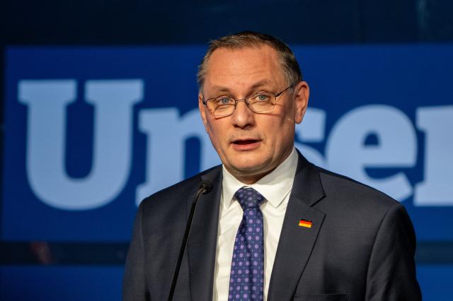 16 January 2026, Rhineland-Palatinate, Idar-Oberstein: Chairman of the Alternative for Germany (AfD), Tino Chrupalla, speaks at the election campaign kick-off event of the AfD Rhineland-Palatinate. Photo: Harald Tittel/dpa