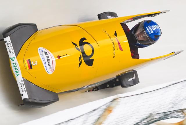 17 January 2026, Saxony, Altenberg: Germany's Laura Nolte races down the track during the women's bobsleigh World Cup first run. Photo: Robert Michael/dpa