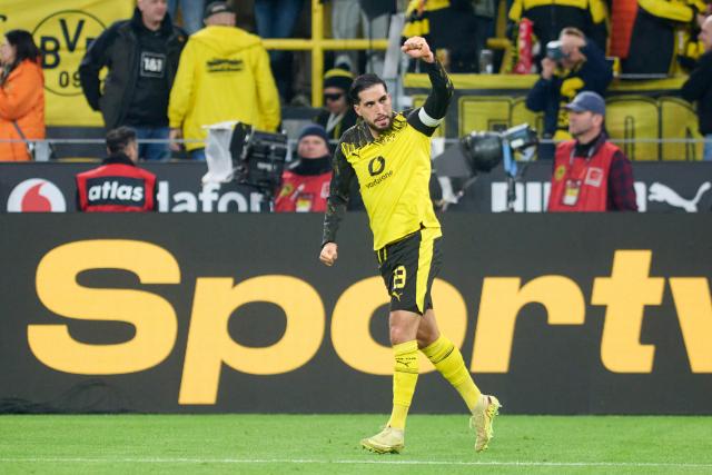 17 January 2026, North Rhine-Westphalia, Dortmund: Borussia Dortmund Emre Can celebrates scoring his side's third goal during the German Bundesliga soccer match between Borussia Dortmund and FC St. Pauli at the Signal Iduna Park. Photo: Bernd Thissen/dpa - IMPORTANT NOTICE: DFL and DFB regulations prohibit any use of photographs as image sequences and/or quasi-video.