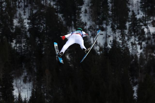 24 January 2026, Bavaria, Oberstdorf: Slovenia's Domen Prevc in action during the 
men's trial run ski flying competition at the FIS Ski Flying World Championships in Oberstdorf. Photo: Karl-Josef Hildenbrand/dpa