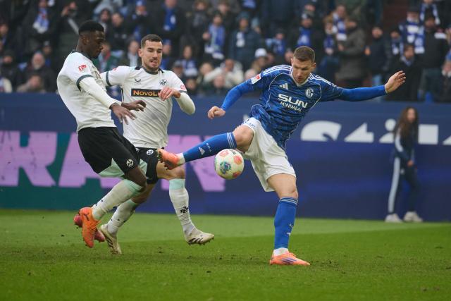 25 January 2026, North Rhine-Westphalia, Gelsenkirchen: Schalke's Edin Dzeko scores his side's first goal of the game make during the German 2nd Bundesliga soccer match between FC Schalke 04 and 1. FC Kaiserslautern at Veltins Arena. Photo: Bernd Thissen/dpa - WICHTIGER HINWEIS: Gemäß den Vorgaben der DFL Deutsche Fußball Liga bzw. des DFB Deutscher Fußball-Bund ist es untersagt, in dem Stadion und/oder vom Spiel angefertigte Fotoaufnahmen in Form von Sequenzbildern und/oder videoähnlichen Fotostrecken zu verwerten bzw. verwerten zu lassen.
