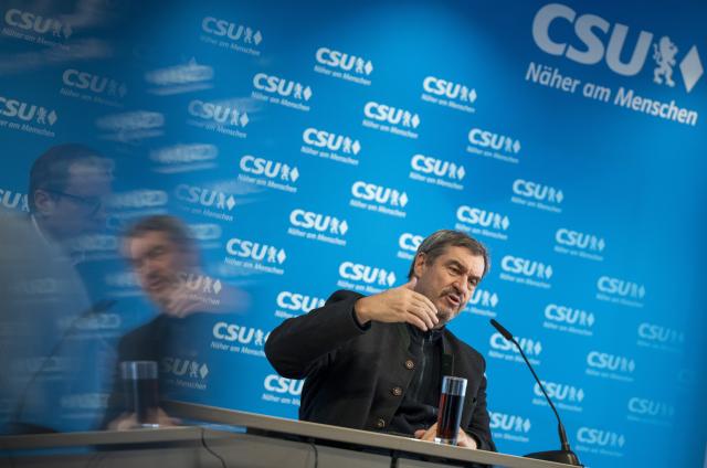 26 January 2026, Bavaria, Munich: Markus Soeder, Chairman of the Christian Social Union (CSU) and Bavarian Minister-President, attends a press conference at the CSU state leadership after the party's executive committee meeting. Photo: Peter Kneffel/dpa