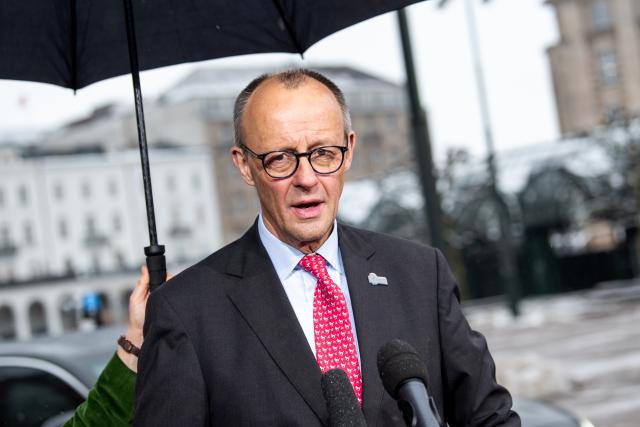 26 January 2026, Hamburg: German Chancellor Friedrich Merz, makes a statement at the summit of the North Sea states in front of Hamburg City Hall. Photo: Daniel Bockwoldt/dpa