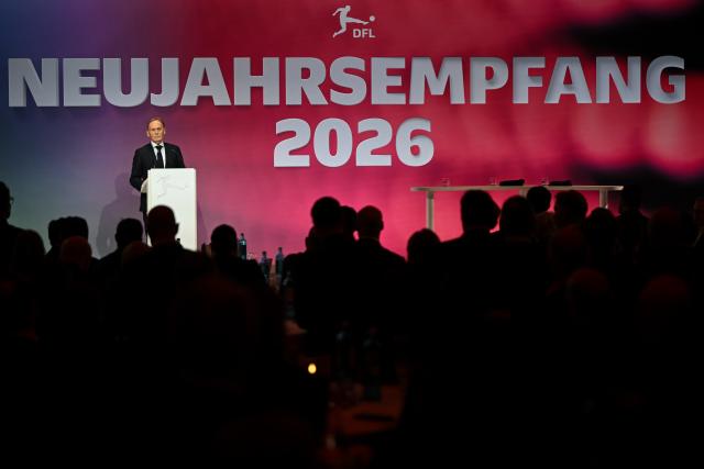 26 January 2026, Hesse, Frankfurt/Main: Hans-Joachim Watzke, President of the German Football League (DFL), speaks at the DFL's New Year's reception at the Palmengarten clubhouse. Photo: Florian Wiegand/dpa