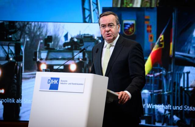 27 January 2026, Berlin: Boris Pistorius, German Minister of Defense, speaks at the "Security and defense policy as a location factor - challenges and opportunities for business and government" conference, hosted by the German Chamber of Industry and Commerce (DIHK) at the Haus der Deutschen Wirtschaft. Photo: Bernd von Jutrczenka/dpa