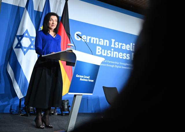 27 January 2026, Berlin: Katherina Reiche, German Minister for Economic Affairs and Energy, speaks at the German-Israeli Economic Forum in Berlin. Photo: Elisa Schu/dpa