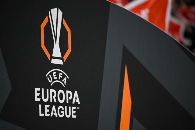 FILED - 23 October 2025, Baden-Württemberg, Freiburg im Breisgau: The UEFA Europa League logo is pictured at the Europa-Park Stadium. Photo: Harry Langer/dpa