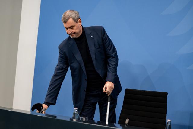 28 January 2026, Berlin: Minister-President of Bavaria Markus Soeder arrives to a press conference on the coalition committee at the Chancellery. Photo: Fabian Sommer/dpa