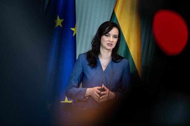 29 January 2026, Berlin: Inga Ruginiene, Prime Minister of Lithuania, speaks during a joint press conference with Chancellor Merz (not pictured) at the German Chancellery in Berlin. Photo: Fabian Sommer/dpa