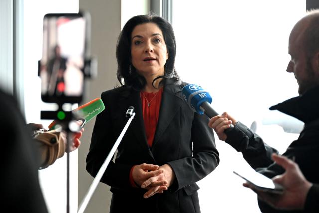 31 January 2026, Brandenburg, Schoenefeld: Katherina Reiche, German Minister for Economic Affairs and Energy, speaks to the press at the airport ahead of her trip to Saudi Arabia. Photo: Elisa Schu/dpa