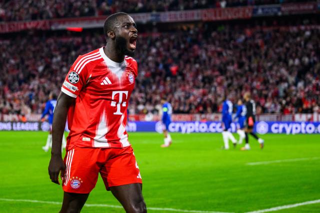 FILED - 17 September 2025, Bavaria, Munich: Bayern Munich's Dayot Upamecano celebrates after scoring his side's first goal during the UEFA Champions League match between Bayern Munich and Chelsea FC at the Allianz Arena. Photo: Tom Weller/dpa