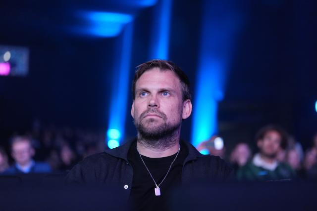 04 February 2026, Hamburg: Moritz Fuerste, co-founder of Hyrox World GmbH, sits in front of the stage during the Spobis sports business conference at the CCH Congress Center Hamburg. Photo: Marcus Brandt/dpa