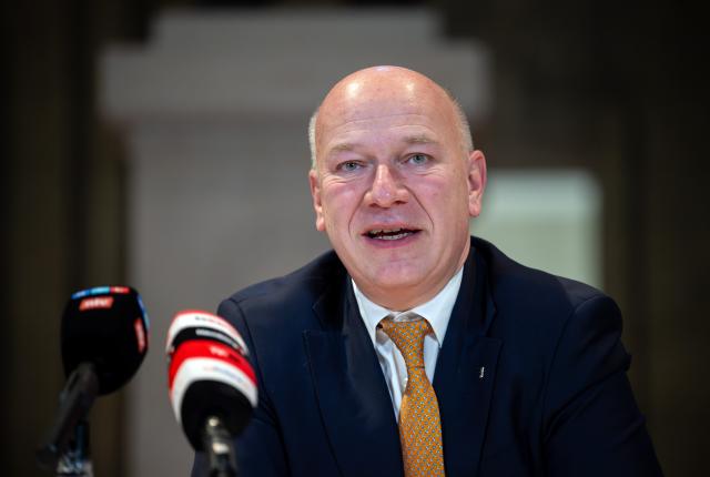 05 February 2026, Berlin: Berlin's Governing Mayor Kai Wegner (CDU) speaks during a press conference in the Baerensaal before an agreement was signed to hold the DFB Cup final in Berlin's Olympic Stadium until at least 2030. Photo: Soeren Stache/dpa