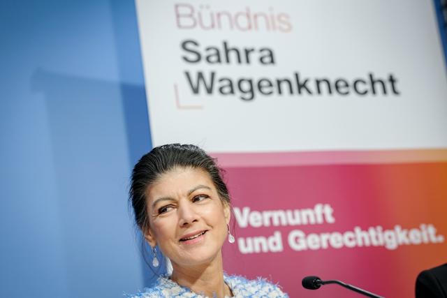 09 February 2026, Berlin: Sahra Wagenknecht, chairwoman of the Sahra Wagenknecht Alliance (BSW), attends a press conference on the submission of the election review complaint. Photo: Kay Nietfeld/dpa