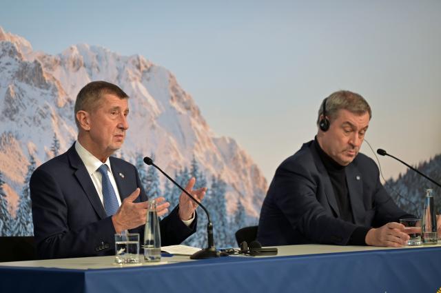 09 February 2026, München: Bavaria's Minister President Markus Soeder (R) and Czech Prime Minister Andrej Babis hold a joint press conference following their meeting at the Bavarian State Chancellery. Photo: Malin Wunderlich/dpa