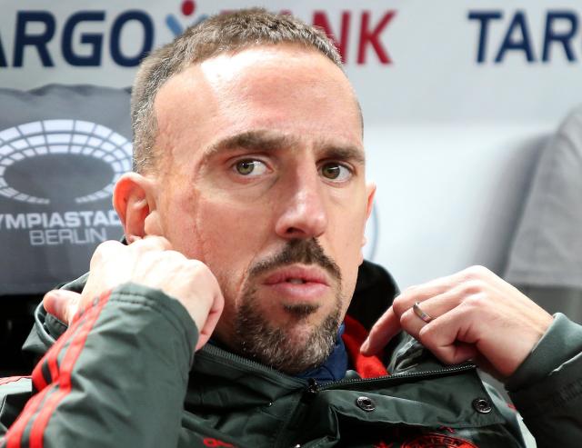 FILED - 06 February 2019, Berlin: Munich's Franck Ribery is pictured on the substitutes' bench during the German DFB Cup Round of 16 soccer match betweem Hertha BSC and Bayern Munich. Photo: Andreas Gora/dpa