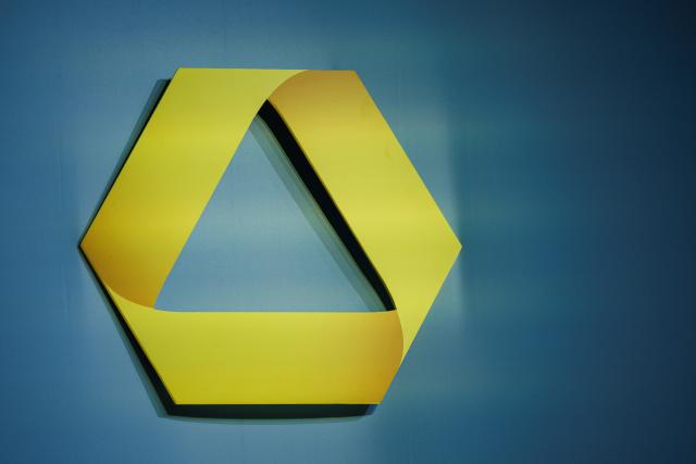 11 February 2026, Hesse, Frankfurt/Main: View of a Commerzbank logo on a wall. Commerzbank's annual press conference took place in the morning. Photo: Hannes P. Albert/dpa