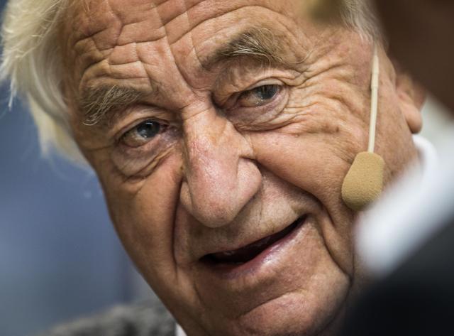 FILED - 19 October 2016, Hesse, Frankfurt_Main: Dutch author Cees Nooteboom speaks about his new book '533 Days' at the book fair in Frankfurt am Main. Nooteboom died at the age of 92 at his home in Menorca, his publisher De Bezige Bij said on Wednesday. Photo: picture alliance / dpa