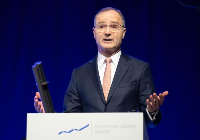 FILED - 14 May 2025, Hesse, Frankfurt/Main: Stephan Leithner, CEO of Deutsche Boerse AG, speaks at the company's annual general meeting. Photo: Boris Roessler/dpa