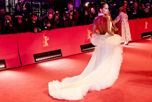12 February 2026, Berlin: German actress Gizem Emre stands on the red carpet in front of the Berlinale Palast, on the opening night of the 76th Berlin International Film Festival. Photo: Britta Pedersen/dpa