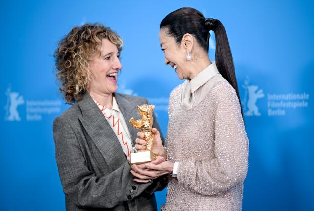 13 February 2026, Berlin: (L-R) Festival director Tricia Tuttle and Malaysian actress Michelle Yeoh attend the photocall for the Golden Honorary Bear award ceremony at the 76th Berlin International Film Festival, taking place from February 12 to 22, 2026. Photo: Britta Pedersen/dpa