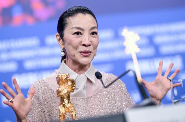 13 February 2026, Berlin: Malaysian actress Michelle Yeoh speaks at the press conference for the Golden Honorary Bear award ceremony at the 76th Berlin International Film Festival, taking place from February 12 to 22, 2026. Photo: Britta Pedersen/dpa
