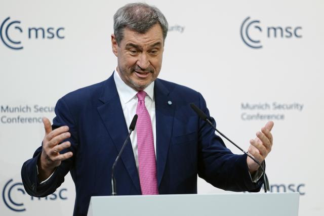 13 February 2026, Bavaria, Munich: Bavarian Minister-President Markus Soeder speaks at the opening of the Munich Security Conference, which will host over 60 heads of state and government-the highest number ever at the world's leading security policy meeting. Photo: Kay Nietfeld/dpa