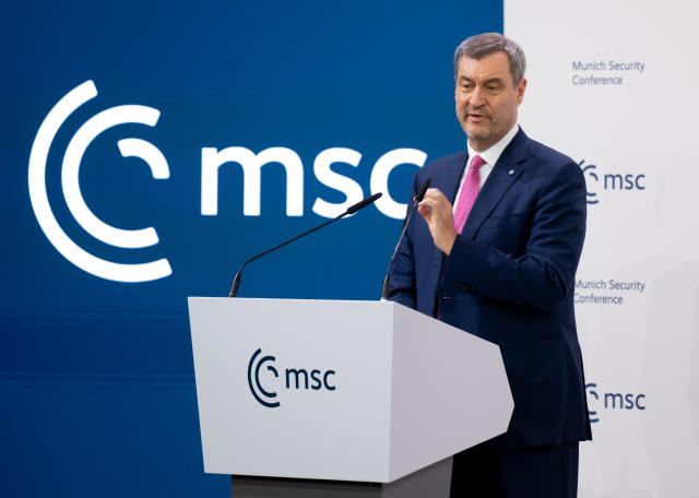 13 February 2026, Bavaria, Munich: Markus Soeder, Minister-President of Bavaria, speaks at the opening of the 62nd Munich Security Conference, which will host over 60 heads of state and government-the highest number ever at the world's leading security policy meeting. Photo: Sven Hoppe/dpa