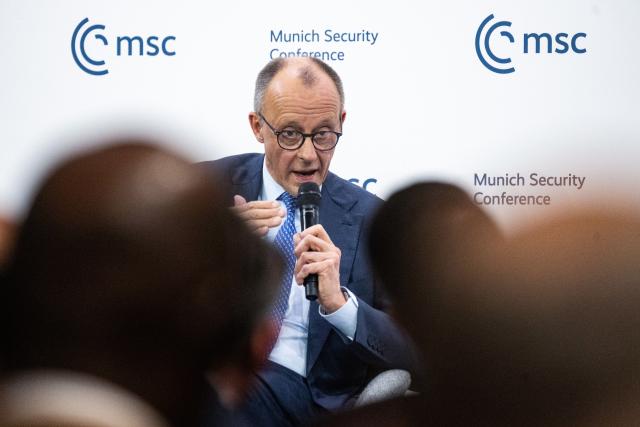 13 February 2026, Bavaria, Munich: German Chancellor Friedrich Merz speaks during the opening of the 62nd Munich Security Conference at the Bayerischer Hof Hotel. Photo: Marijan Murat/dpa