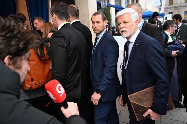 13 February 2026, Bavaria, Munich: Czech's Presisdent Petr Pavel, arrives to the 62nd Munich Security Conference at the Bayerischer Hof Hotel. Photo: Felix Hörhager/dpa