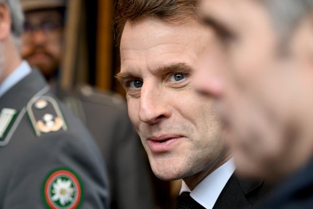 13 February 2026, Bavaria, Munich: French Preisdent Emmanuel Macron arrives to the 62nd Munich Security Conference at the Bayerischer Hof Hotel. Photo: Felix Hörhager/dpa