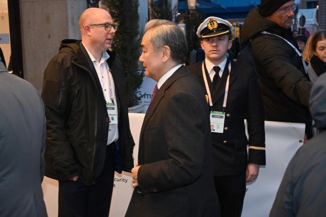 13 February 2026, Bavaria, Munich: China's Foreign Minister Wang Yi arrives to the 62nd Munich Security Conference at the Bayerischer Hof Hotel. Photo: Felix Hörhager/dpa