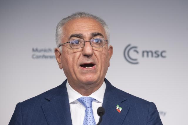 14 February 2026, Bavaria, Munich: Reza Pahlavi, son of the deposed Iranian Shah Mohammad Reza Pahlavi, speaks at the 62nd Munich Security Conference. Photo: Marijan Murat/dpa