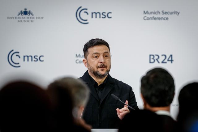 14 February 2026, Bavaria, Munich: Volodymyr Zelensky, Ukraine's President, speaks at the 62nd Munich Security Conference. Photo: Kay Nietfeld/dpa