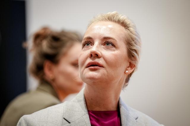14 February 2026, Bavaria, Munich: Julia Navalnaya, Russian human rights activist and wife of Russian opposition leader and dissident Alexei Navalny, gives a press statement on the death and circumstances surrounding her husband's death on the sidelines of the 62nd Munich Security Conference (MSC). Photo: Kay Nietfeld/dpa