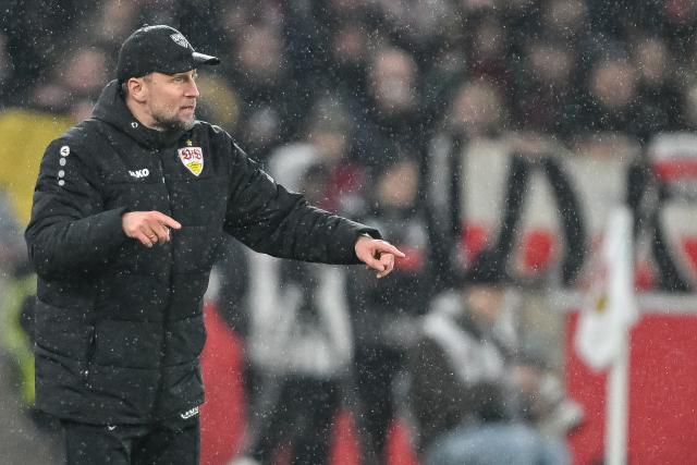 14 February 2026, Baden-Württemberg, Stuttgart: Stuttgart coach Sebastian Hoeness gestures during the German Bundesliga soccer match between VfB Stuttgart and 1. FC Cologne at MHPArena. Photo: Harry Langer/dpa - IMPORTANT NOTE: In accordance with the regulations of the DFL German Football League and the DFB German Football Association, it is prohibited to utilize or have utilized photographs taken in the stadium and/or of the match in the form of sequential images and/or video-like photo series.