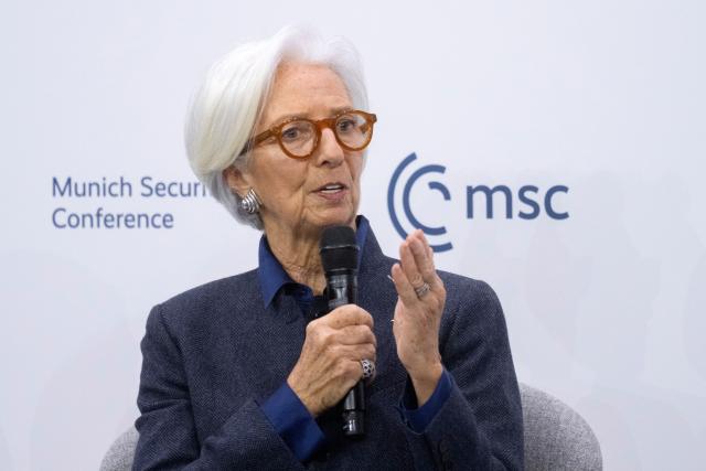 15 February 2026, Bavaria, Munich: Christine Lagarde, President of the European Central Bank, takes part in the 62nd Munich Security Conference. Photo: Marijan Murat/dpa