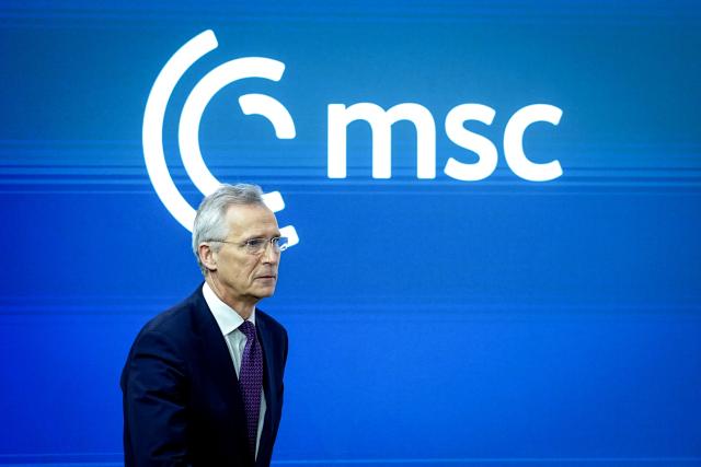 15 February 2026, Bavaria, Munich: Jens Stoltenberg, Finance Minister of Norway and designated Chairman of the Munich Security Conference, takes part in a panel at the end of the Munich Security Conference (MSC) at the Hotel Bayrischer Hof. The MSC is considered the most important meeting of security policy experts in the world. Photo: Kay Nietfeld/dpa