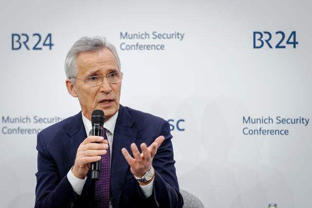 15 February 2026, Bavaria, Munich: Jens Stoltenberg, Finance Minister of Norway and designated Chairman of the Munich Security Conference, takes part in a panel at the end of the Munich Security Conference (MSC) at the Hotel Bayrischer Hof. The MSC is considered the most important meeting of security policy experts in the world. Photo: Kay Nietfeld/dpa