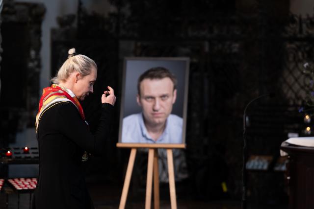 FILED - 04 June 2024, Berlin: Yulia Navalnaya, widow of late Russian opposition figure Alexei Navalny, attends a memorial service in his honour, on his birthday at the Church of Saint Mary. Photo: Sebastian Gollnow/dpa