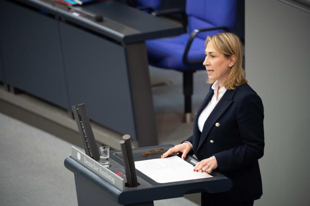 FILED - 06 November 2025, Berlin: Anna Rathert (AfD) speaks in a debate in the German Bundestag. Photo: Alicia Windzio/dpa