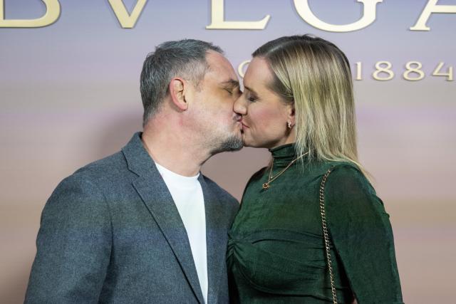 15 February 2026, Berlin: German actor Moritz Bleibtreu and his wife Saskia de Tschaschell attend the "Dine & Dance" event hosted by Bulgari and Constantin Film at Grill Royal during the 76th Berlin International Film Festival. Photo: Christophe Gateau/dpa