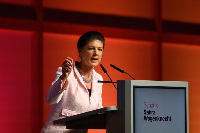 FILED - 06 December 2025, Magdeburgo: Sahra Wagenknecht Alliance (BSW) party chairwoman Sahra Wagenknecht speaks during the third federal congress. Photo: Klaus-Dietmar Gabbert/dpa