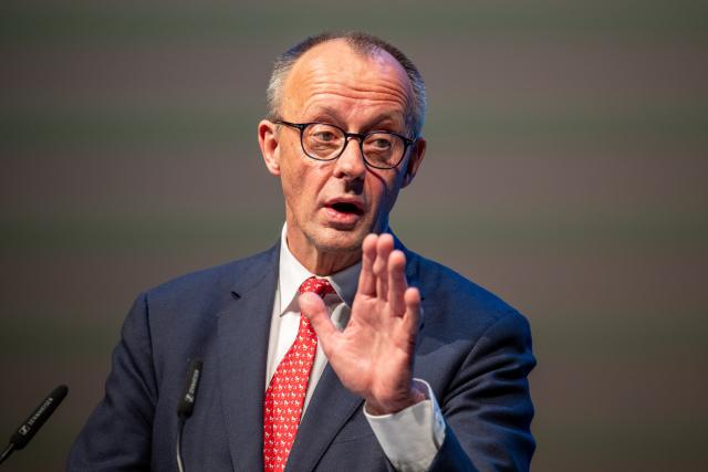 18 February 2026, Rheinland-Pfalz, Trier: German Chancellor Friedrich Merz speaks at the Christian Democratic Union of Germany (CDU) Rhineland-Palatinate's Political Ash Wednesday event. Photo: Harald Tittel/dpa