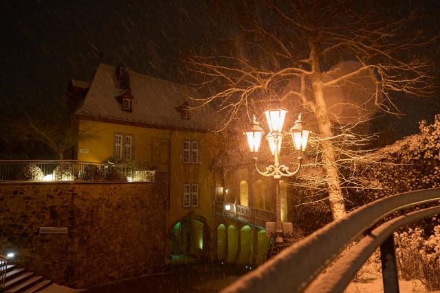 19 February 2026, Rhineland-Palatinate, Montabaur: Snow is seen at Montabaur Castle. Photo: Sascha Ditscher/dpa