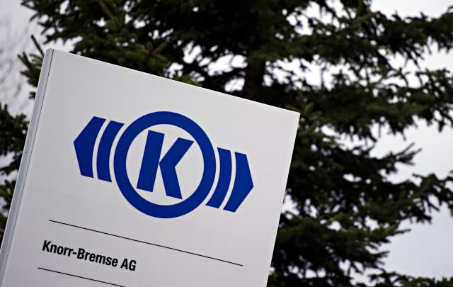 FILED - 25 March 2014, Bavaria, Munich: The logo of Knorr-Bremse AG can be seen on a sign at the company's headquarters. Photo: Nicolas Armer/dpa