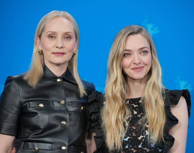 19 February 2026, Berlin: American actress Amanda Seyfried (R) and Norwegian actress Mona Fastvold attend the photocall for The Testament of Ann Lee (Berlinale Special Gala) during the 76th Berlin International Film Festival, held from February 12 to 22, 2026. Photo: Soeren Stache/dpa