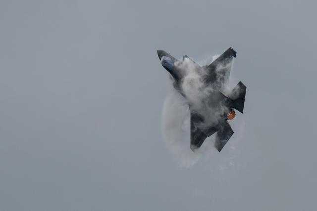 FILED - 05 June 2024, Brandenburg, Schönefeld: An F35 from Lockheed Martin flies during the International Aerospace Exhibition (ILA) at Berlin Brandenburg Airport (BER). Photo: Sebastian Gollnow/dpa